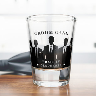 Groom Gang Men in Suits Bachelor Party Groomsman Shot Glass