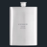 Groom Gift Navy Blue Minimalist Wedding Hip Flask<br><div class="desc">Fully customizable wedding flask with dark navy blue text.</div>