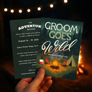 Groom Goes Wild Bachelor Party Camping Invitation