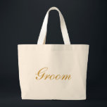 Groom Gold Large Tote Bag<br><div class="desc">This personalized name monogram cute vintage tote bag is best gift idea for groom and groomsman at weddings.</div>