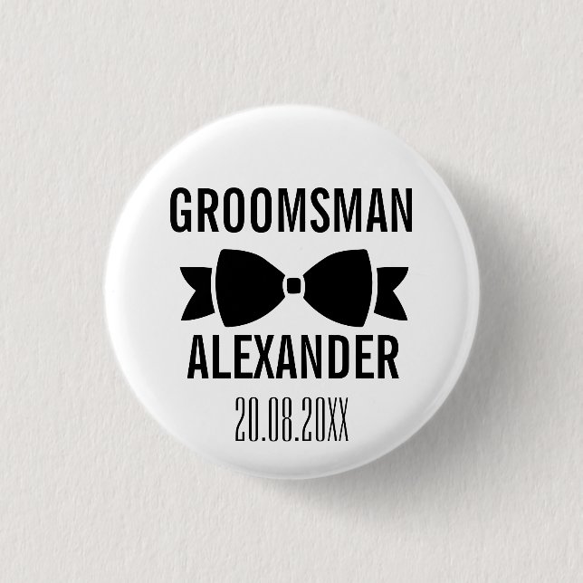 Groom Groomsman Wedding Party Favour Keepsake  1 Inch Round Button (Front)