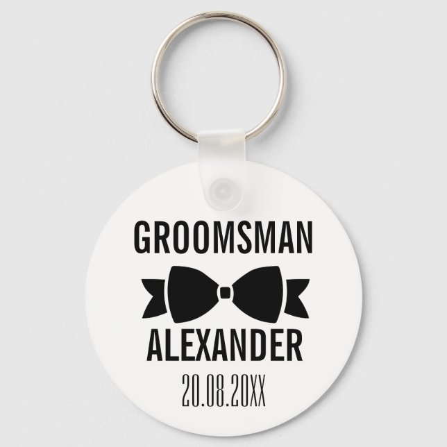 Groom Groomsman Wedding Party Favour Keepsake Keychain (Front)