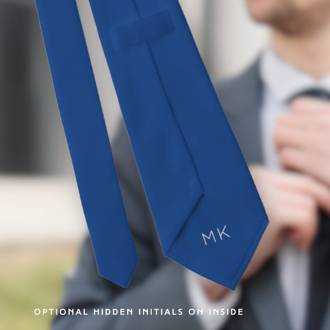 Groom Groomsmen Initials Blue Wedding Tie (Hidden initials so eveyone knows who's is whose!)