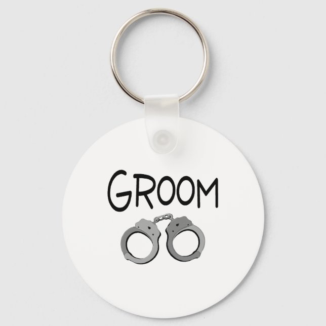 Groom Handcuffs Wedding Keychain (Front)