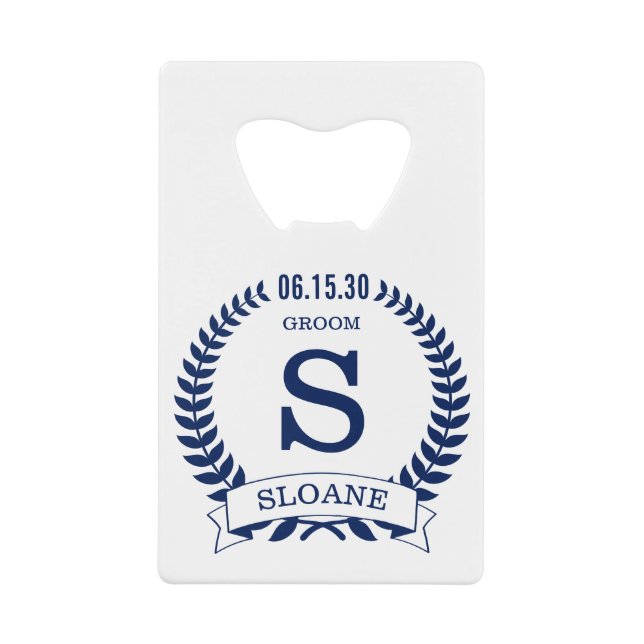 Groom Initial Credit Card Bottle Opener (Front)