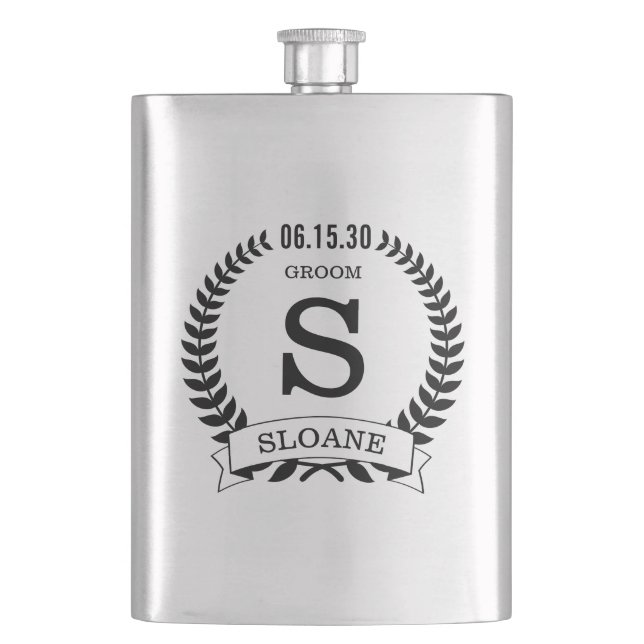 Groom Initial Hip Flask (Front)