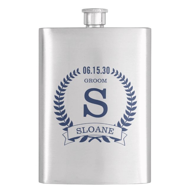 Groom Initial Hip Flask (Front)
