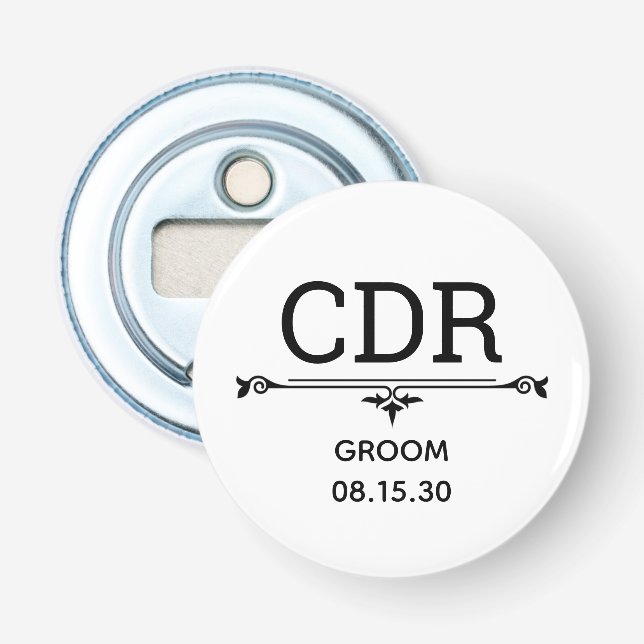 Groom Initials Bottle Opener (Front)