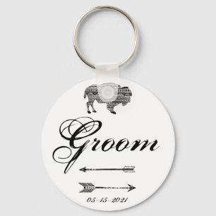 Groom Key Chain Boho Buffalo Tribal Pattern Bohemi