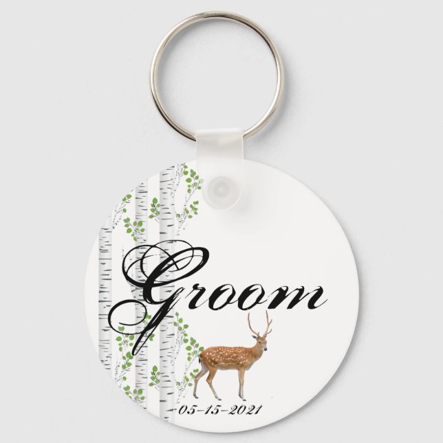Groom Key Chain Deer Doe Buck Woodland Hunting (Front)