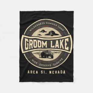 Groom Lake Summer Wilderness Camp - Funny Area 51 Fleece Blanket