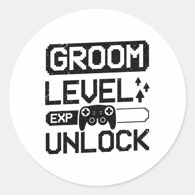 Groom Level Unlock Bachelor Party 1  Classic Round Sticker (Front)