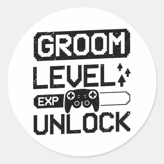 Groom Level Unlock Bachelor Party  Classic Round Sticker (Front)