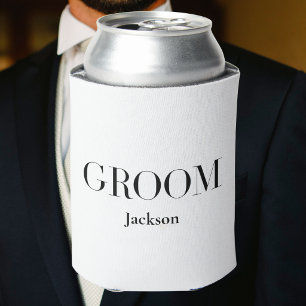 Groom Modern / Personalized Wedding Names Date Can Cooler