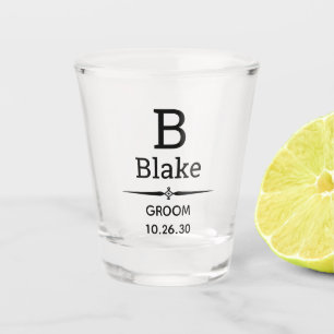 Groom Monogrammed Shot Glass