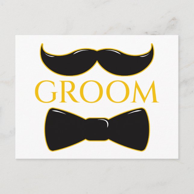 Groom Moustache And Bow Tie Postcard (Front)