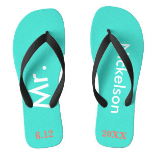 Groom Mr. Turquoise Blue Flip Flops