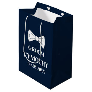 Groom Navy Blue Elegant Modern Gifts Wedding Medium Gift Bag
