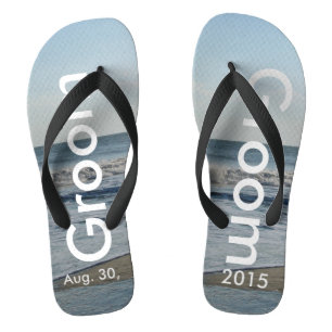 Groom Ocean Waves Beach Sand Flip Flops