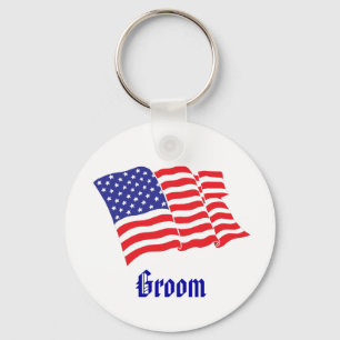 Groom Patriotic Wedding Keychain