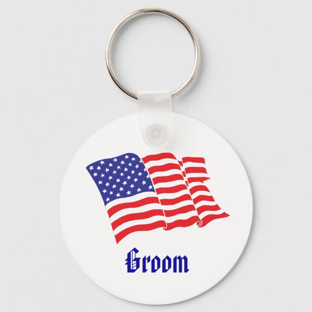 Groom Patriotic Wedding Keychain (Front)
