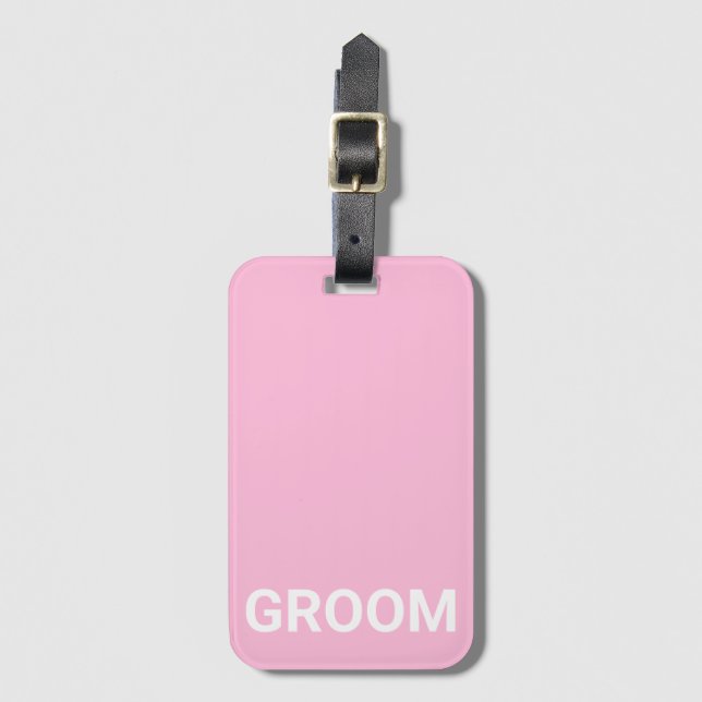 Groom Personalised Simple Modern Luggage Tag (Front Vertical)
