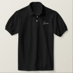 Groom Polo Shirt<br><div class="desc">Groom Polo Shirt shown in Black with White embroidered text.</div>