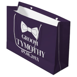 Groom Purple Elegant Modern Gifts Wedding Large Gift Bag