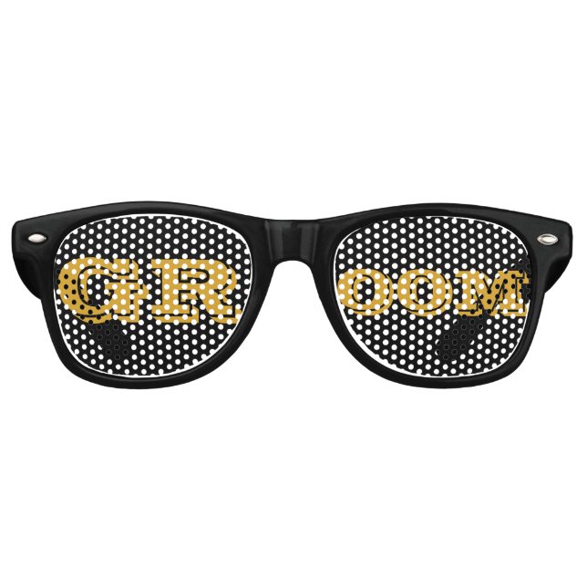 GROOM retro Shades Gold / Fun Party Sunglasses (Front)