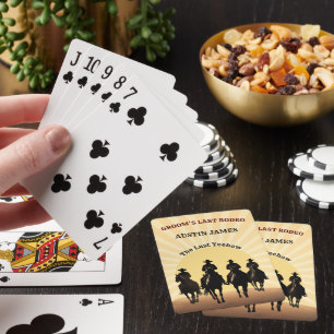 Groom’s Last Rodeo Cowboy Sunset Custom Name Playing Cards