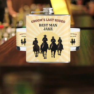 Groom’s Last Rodeo Sunset Best Man Bachelor Party Hip Flask