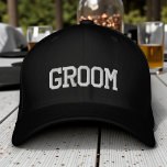 Groom Simple Modern Typography Wedding Custom Embroidered Hat<br><div class="desc">Groom Simple Modern Typography Wedding Custom Embroidered Baseball Cap features the simple modern embroidered text "Groom". Perfect as a gift for the groom for his honeymoon or bachelor party. Created by Evco Studio www.zazzle.com/store/evcostudio</div>