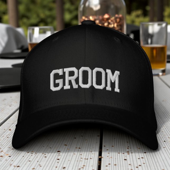 Groom Simple Modern Typography Wedding Custom Embroidered Hat (Creator Uploaded)