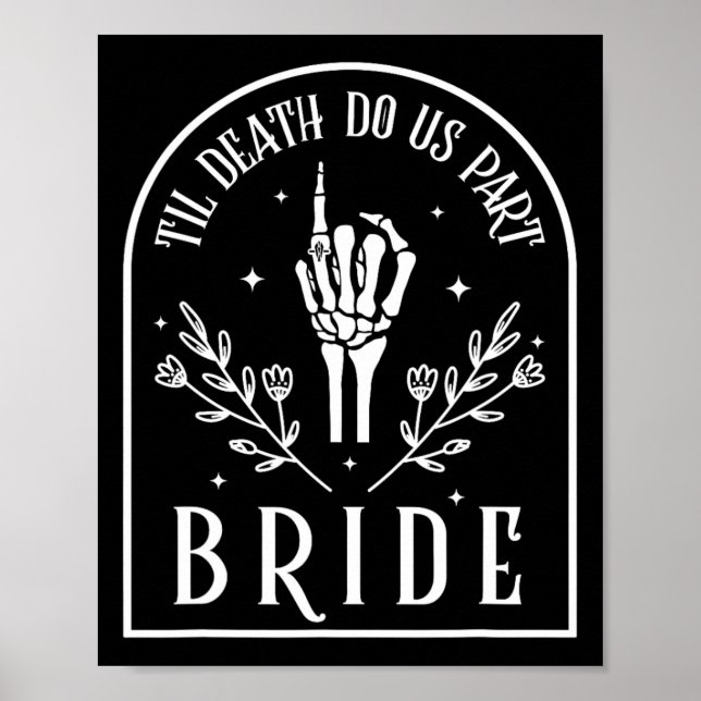 Groom Skeleton Gothic Halloween Engagement Wedding Poster (Front)