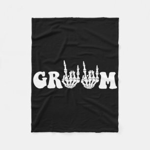 Groom Skeleton Gothic Halloween Wedding Bachelor P Fleece Blanket