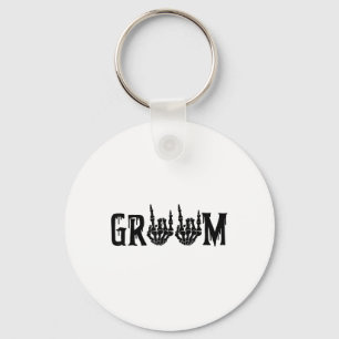 Groom Skeleton Hand Bride Halloween Wedding Bachel Keychain