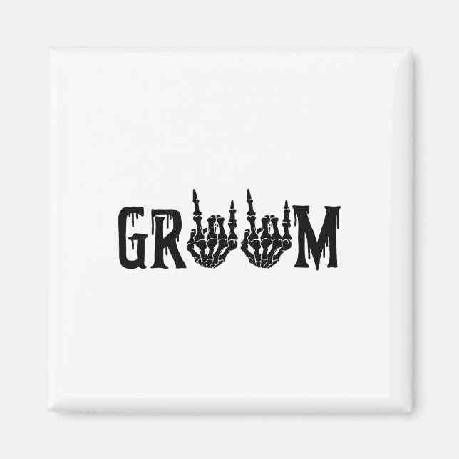 Groom Skeleton Hand Bride Halloween Wedding Bachel Magnet (Front)
