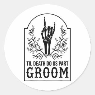 Groom Skeleton Hand Couples Matching Wedding Hallo Classic Round Sticker