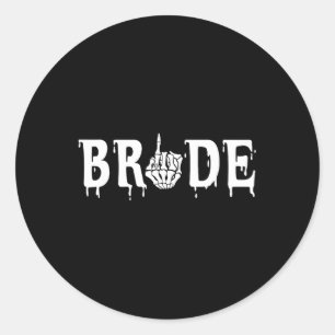 Groom Skeleton Hand Halloween Wedding Bachelorette Classic Round Sticker