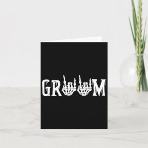 Groom Skeleton Rock Hand Halloween Wedding Bachelo Card