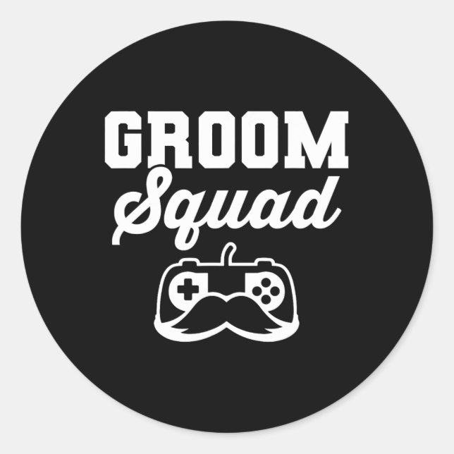 Groom Squad Bachelor Party Groomsmen Gamer  Classic Round Sticker (Front)