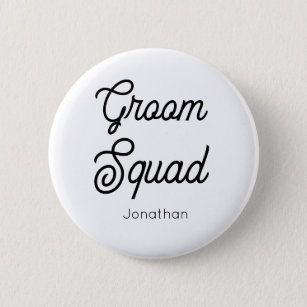 Groom Squad Black White Button