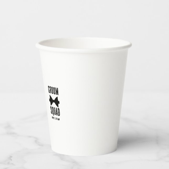 Groom Squad | Modern Bachelor Groomsman paper cup (Front)
