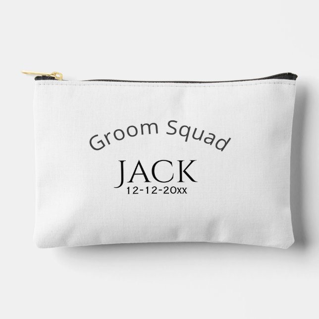 Groom squad name date year bold letter bachelorett accessory pouch (Front)