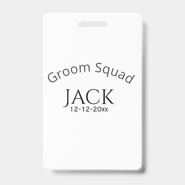 Groom squad name date year bold letter bachelorett badge (Front)