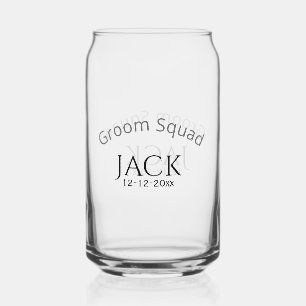 Groom squad name date year bold letter bachelorett can glass