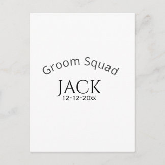 Groom squad name date year bold letter bachelorett postcard