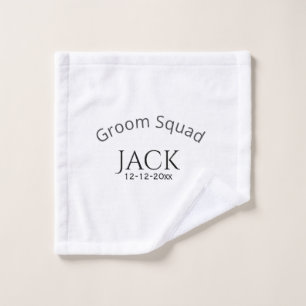 Groom squad name date year bold letter bachelorett wash cloth