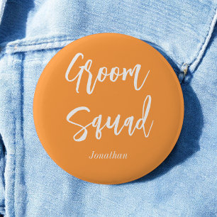 Groom Squad Orange White Wedding 2 Inch Round Button