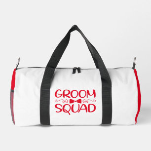 GROOM  SQUAD Red White  Duffle Bag